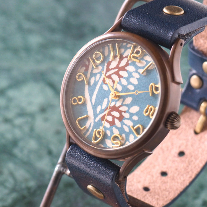 vie handmade watch "Japanese tch" Japanese paper dial Japanese watch Nanten blue L size [WJ-004L-BL] 