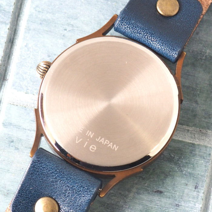 vie 手工手錶“日本 tch”日本紙錶盤日本手錶南天藍色 L 尺寸 [WJ-004L-BL] 