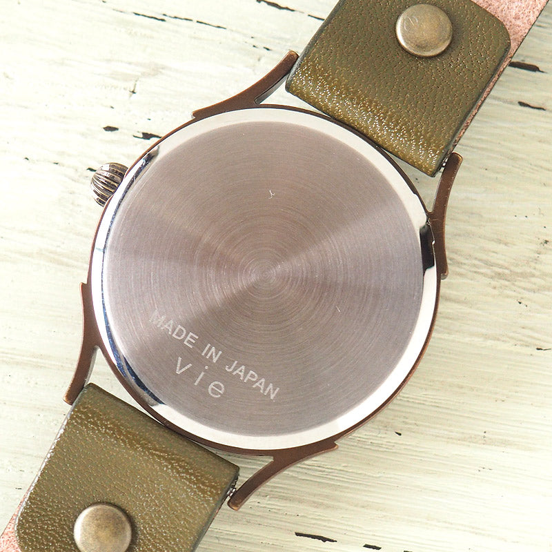 vie（ヴィー） 手作り腕時計 “和tch” 和紙文字盤 和時計 菱緑 グリーン Lサイズ [WJ-004L-GR]