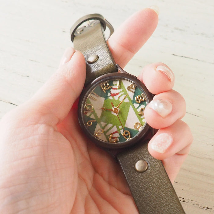 vie handmade watch "Japanese tch" Japanese paper dial Japanese watch green L size [WJ-004L-GR] 
