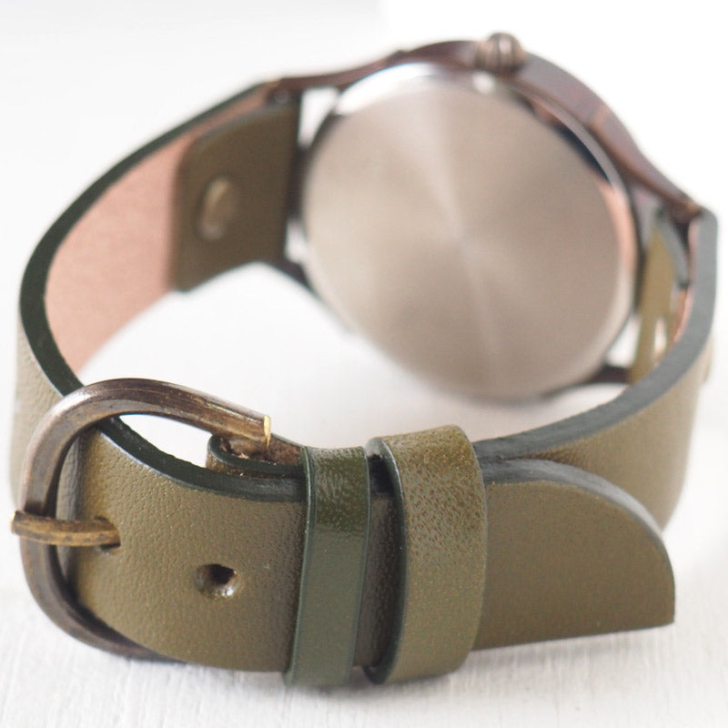 vie（ヴィー） 手作り腕時計 “和tch” 和紙文字盤 和時計 菱緑 グリーン Lサイズ [WJ-004L-GR]