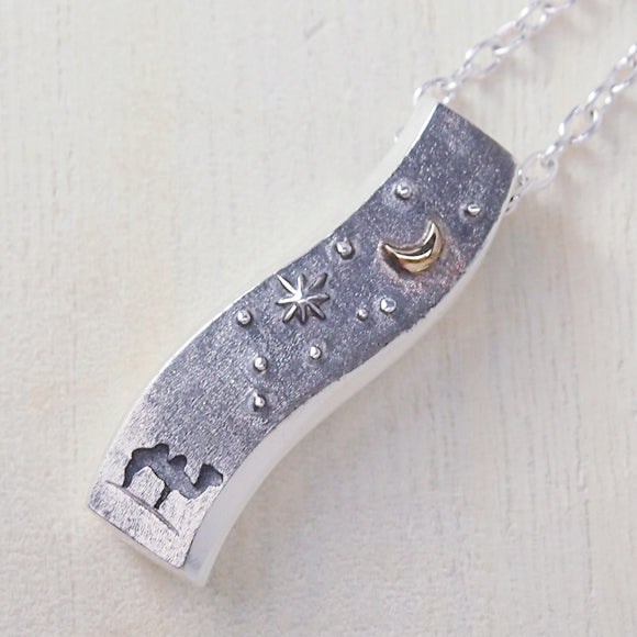 moge Handmade Silver Accessories Moon Desert - Camel - Silver Necklace [mo-N-007] 