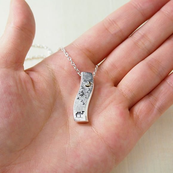 moge Handmade Silver Accessories Moon Desert - Camel - Silver Necklace [mo-N-007] 