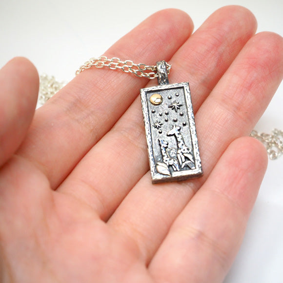 Moge Handmade Silver Accessories Memories of the Moon - Giraffe - Silver Necklace [mo-N-014] 