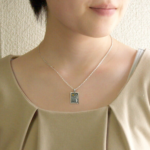 moge I was looking at the same moon - Cat by the window - Silver necklace [mo-N-022] 