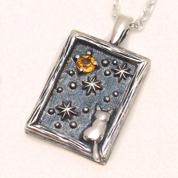 moge I was looking at the same moon - Cat by the window - Silver necklace [mo-N-022] 