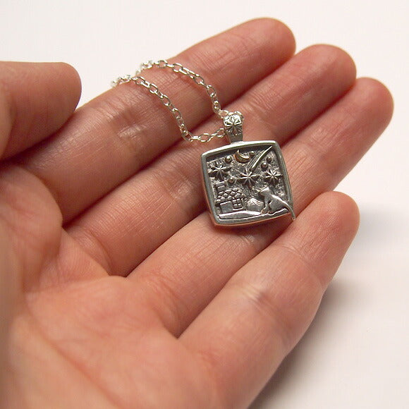 moge Shooting Star Night - Cat - Silver Necklace [mo-N-030] 