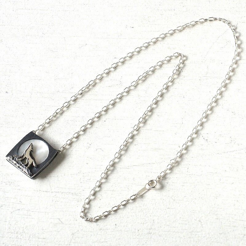 moge Handmade silver accessories Roar to the white moon-wolf- silver necklace [mo-N-047] 
