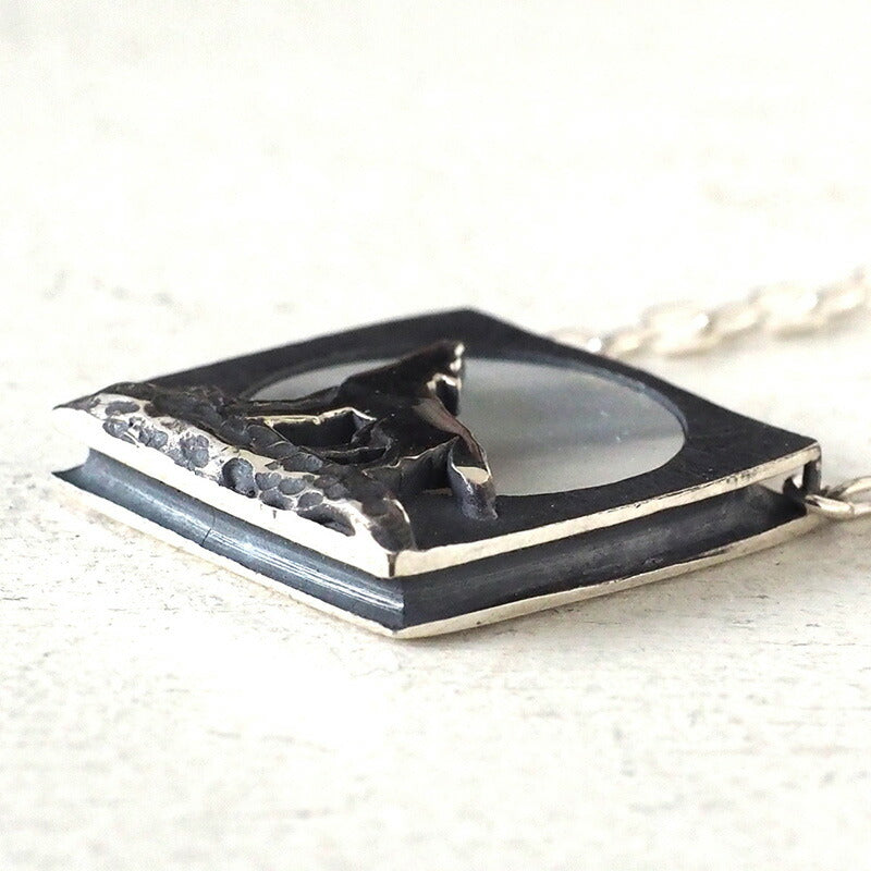 moge Handmade silver accessories Roar to the white moon-wolf- silver necklace [mo-N-047] 