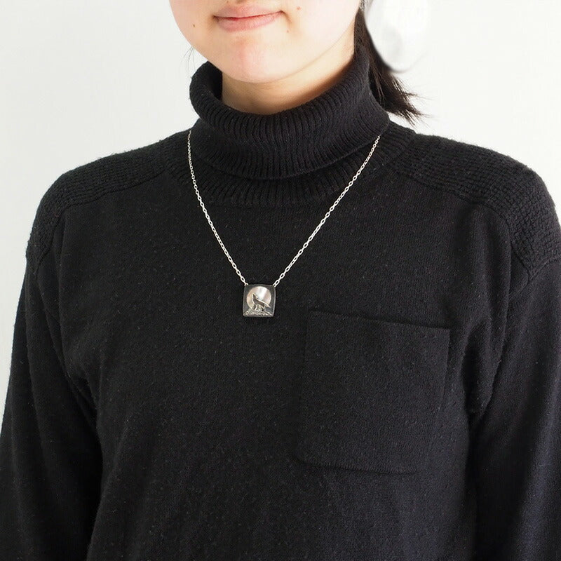 moge Handmade silver accessories Roar to the white moon-wolf- silver necklace [mo-N-047] 