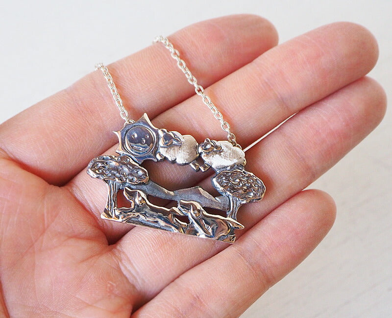 moge Handmade silver accessories Sheep cloud and dog silver necklace [mo-N-049] 