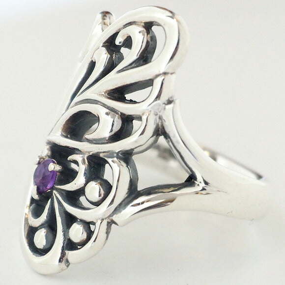 moge silver accessories butterfly silver ring amethyst [mo-R-012] 