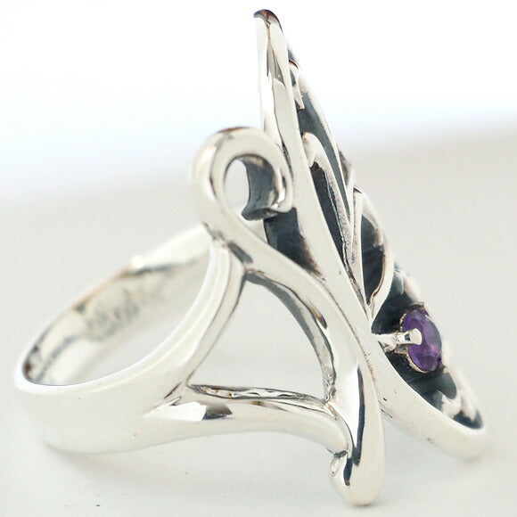 moge silver accessories butterfly silver ring amethyst [mo-R-012] 