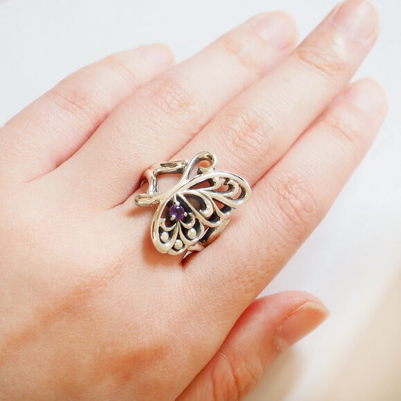 moge silver accessories butterfly silver ring amethyst [mo-R-012] 