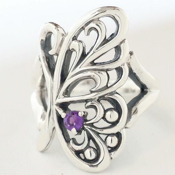 moge silver accessories butterfly silver ring amethyst [mo-R-012] 
