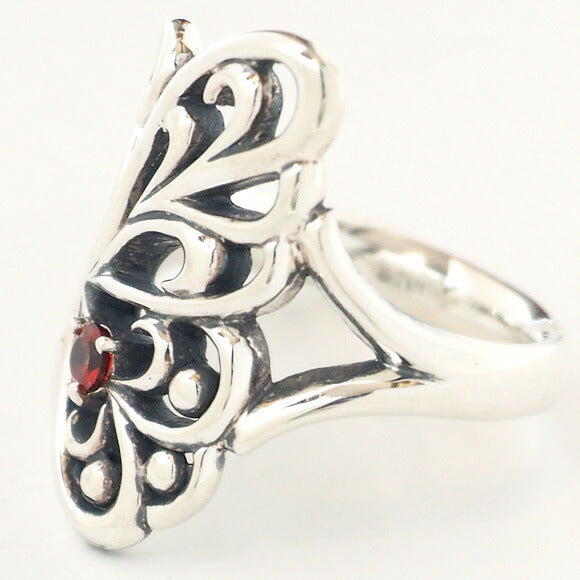 moge silver accessories butterfly silver ring garnet [mo-R-013] 