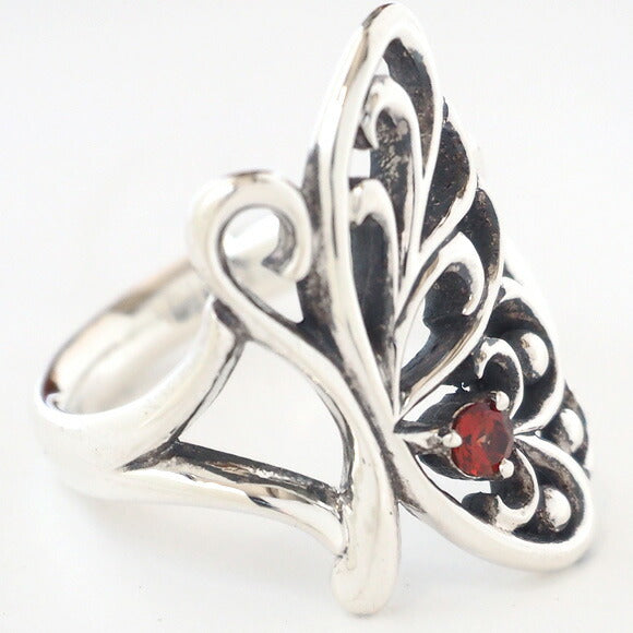 moge silver accessories butterfly silver ring garnet [mo-R-013] 