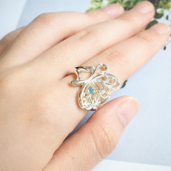 moge silver accessories butterfly silver ring blue topaz [mo-R-014] 