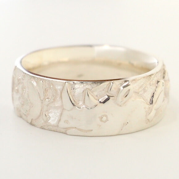 [Choose from 2 colors] moge silver accessories Under the sunlight filtering through the trees -rhinoceros and friends- silver ring 7.5mm [mo-R-019] 