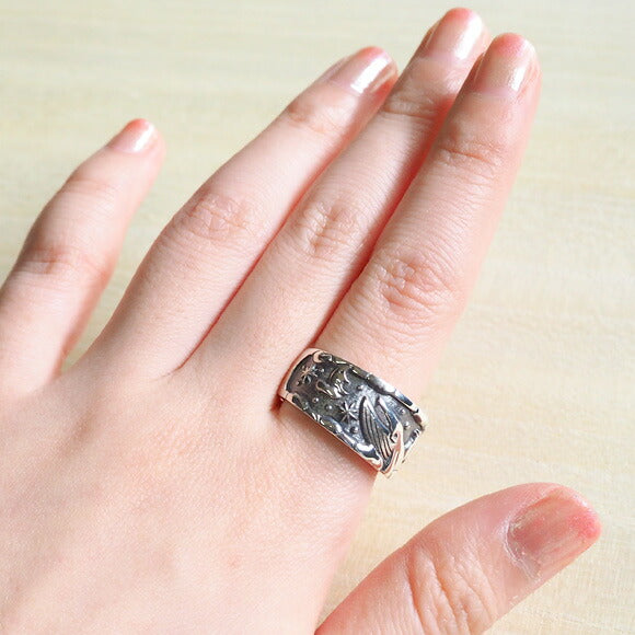 moge silver accessories Flying dreams - whales and penguins - silver ring 11mm [mo-R-020] 