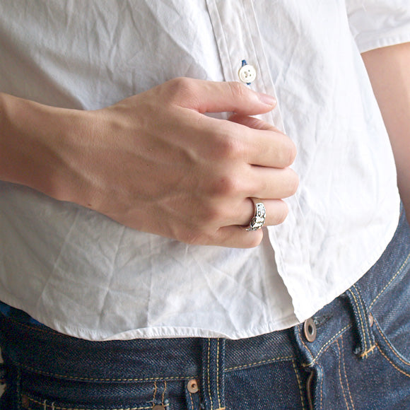 moge handmade silver accessories moon promise - cat - silver ring 10mm [mo-R-045] 