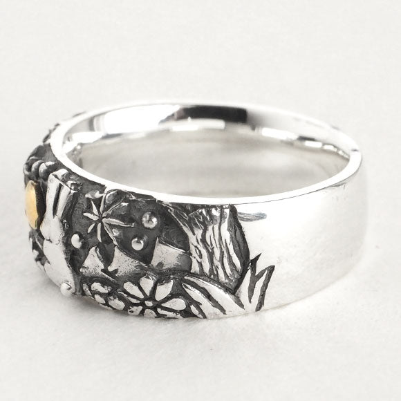 moge (Moge) Handmade silver accessories Under that sky -Rabbit in the meadow- Silver ring 8mm [mo-R-046] 