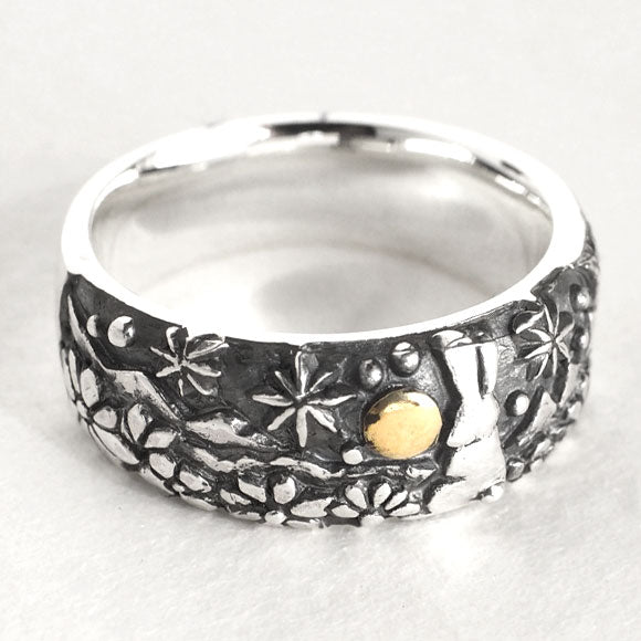 moge (Moge) Handmade silver accessories Under that sky -Rabbit in the meadow- Silver ring 8mm [mo-R-046] 
