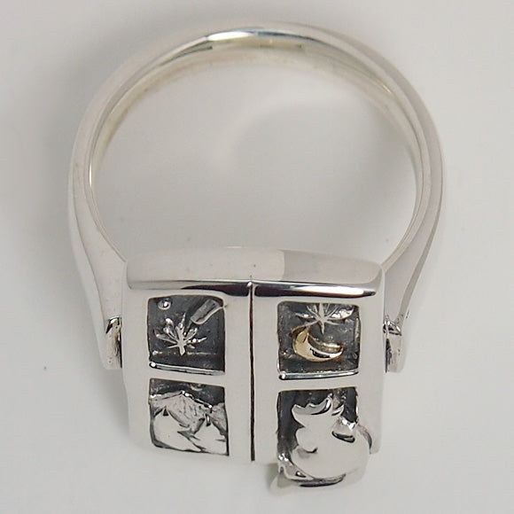 moge handmade silver accessories shooting star night - cat by the window - silver ring [mo-R-048] 