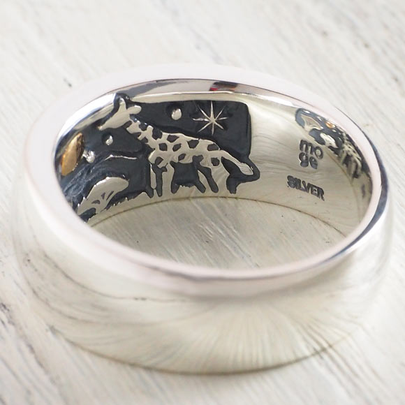 moge handmade silver accessories I was looking at the same moon - giraffe - silver ring 8mm [mo-R-058]