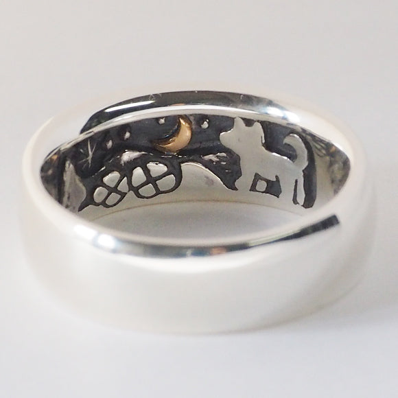 moge（モゲ） 手作りシルバーアクセサリー 同じ月を見てた―イヌ― シルバーリング 8mm[mo-R-059]