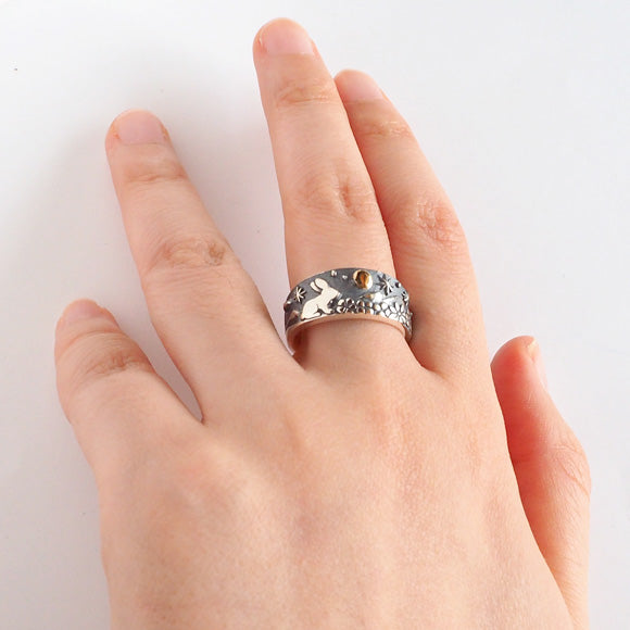 moge handmade silver accessories moon bond -rabbit- silver ring 8mm [mo-R-062]