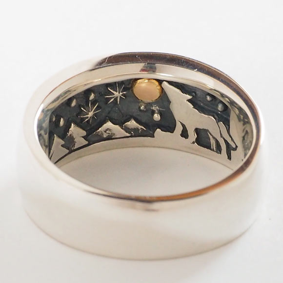 moge handmade silver accessories I was looking at the same moon -moon and wolf-silver ring 10mm [mo-R-065]