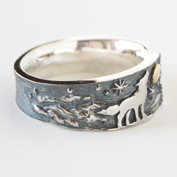 moge handmade silver accessories lunar bond -wolf- silver ring 8mm [mo-R-073] 