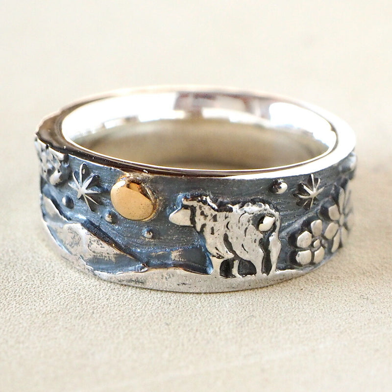 Moge (Moge) handmade silver accessories moon bond -sheep- silver ring 8mm [mo-R-074] 