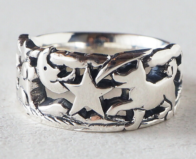 moge handmade silver accessories shooting star and dog silver ring 10.5mm [mo-R-077] 