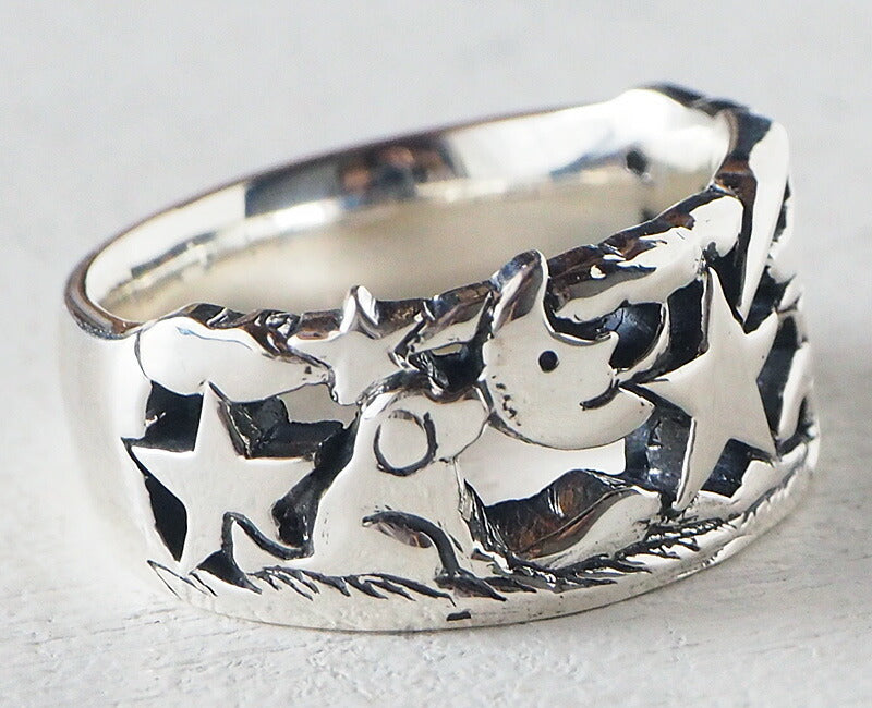 moge handmade silver accessories shooting star and dog silver ring 10.5mm [mo-R-077] 
