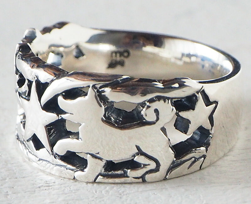 moge handmade silver accessories shooting star and dog silver ring 10.5mm [mo-R-077] 