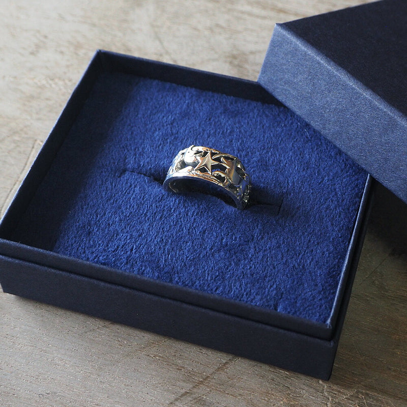 moge handmade silver accessories shooting star and dog silver ring 10.5mm [mo-R-077] 
