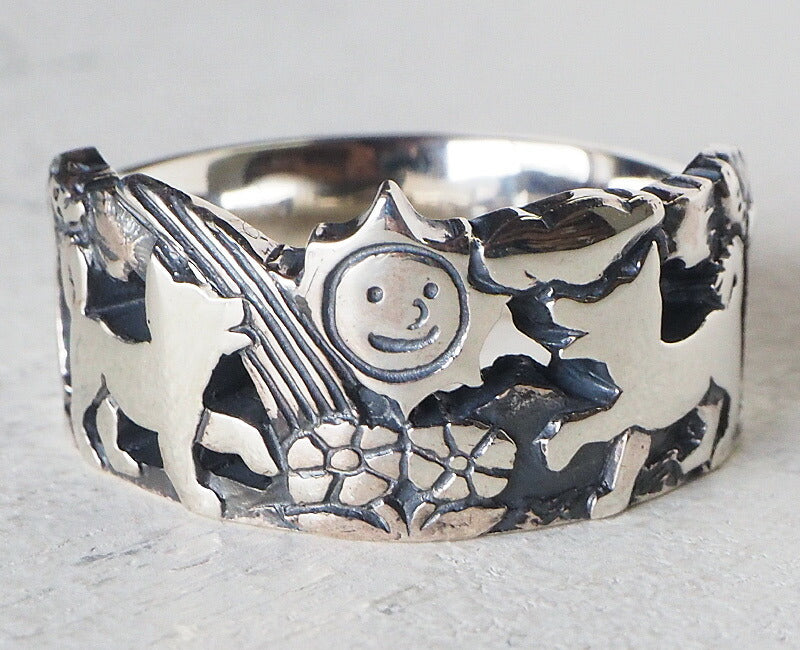 moge handmade silver accessories sun, rainbow and dog silver ring 11mm [mo-R-080] 