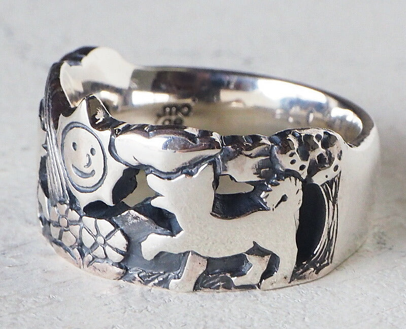 moge handmade silver accessories sun, rainbow and dog silver ring 11mm [mo-R-080] 