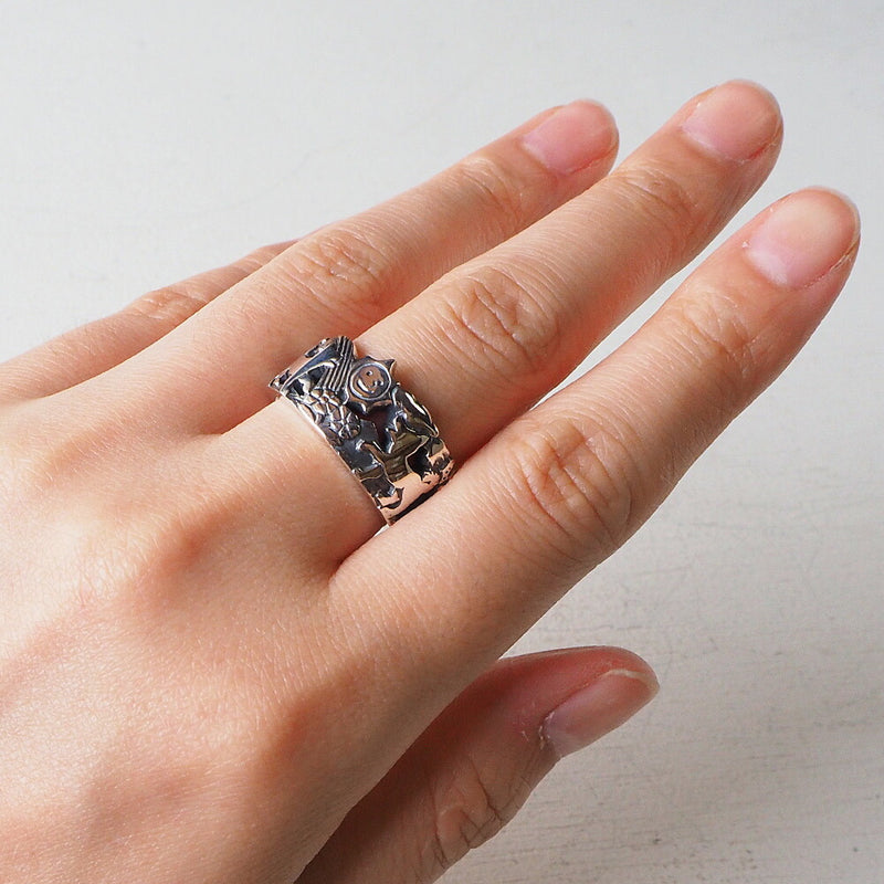 moge handmade silver accessories sun, rainbow and dog silver ring 11mm [mo-R-080] 