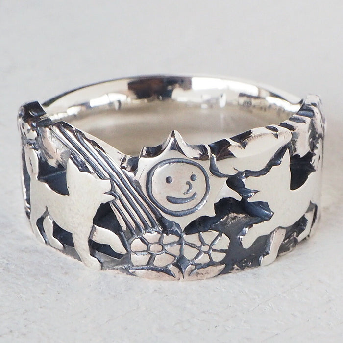 moge handmade silver accessories sun, rainbow and dog silver ring 11mm [mo-R-080] 