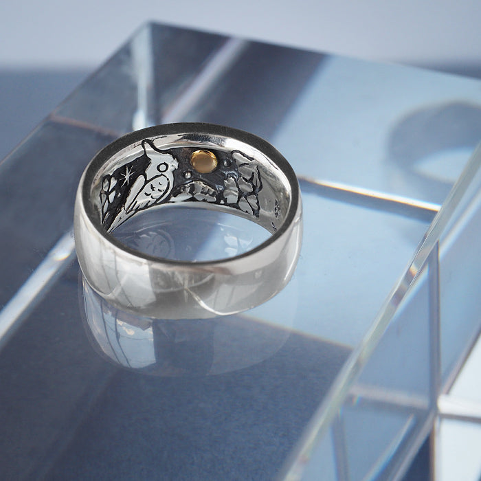 moge 手工銀飾品我在看同一個月亮-玄鳳鸚鵡-銀戒指 10mm [mo-R-099] 