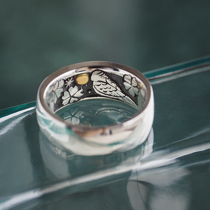 moge handmade silver accessories I was looking at the same moon -budgerigars- silver ring 8mm [mo-R-100] 