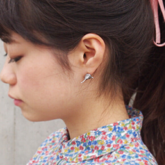 [Choose from 2 colors] marship Cockatiel Hide and Seek Earrings Silver [MS-1-1] 