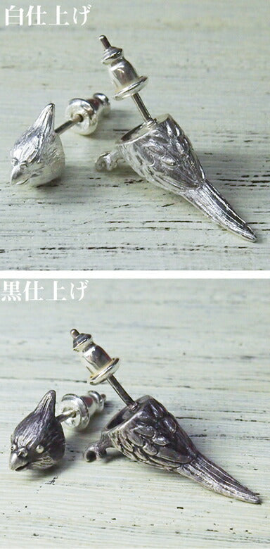 [Choose from 2 colors] marship Cockatiel Hide and Seek Earrings Silver [MS-1-1] 
