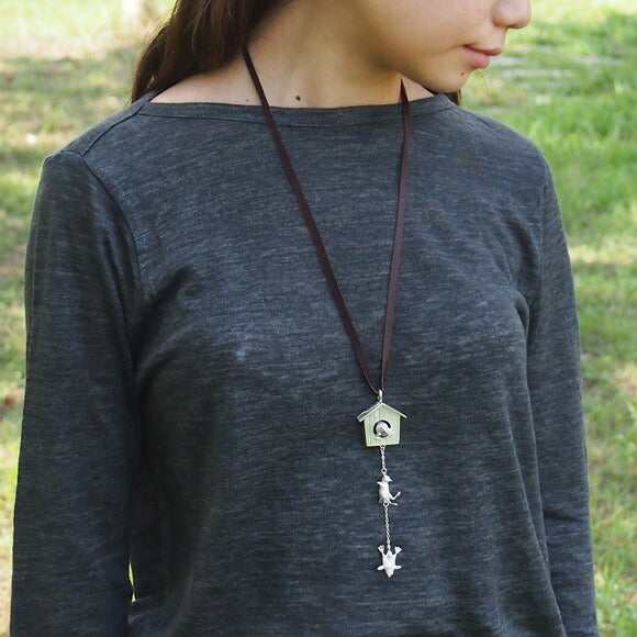 【2色から選べます】marship（マーシップ） オシドリひな達、冒険の旅へ シルバーネックレス 革ひも付き [MS-3-4]