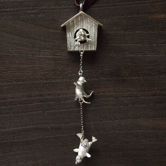 【2色から選べます】marship（マーシップ） オシドリひな達、冒険の旅へ シルバーネックレス 革ひも付き [MS-3-4]