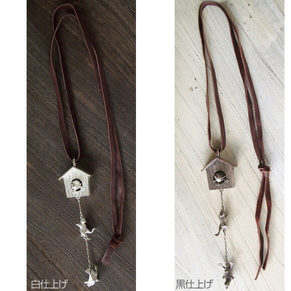 [Choose from 2 colors] marship Mandarin duck chicks go on an adventure silver necklace with leather strap [MS-3-4] 