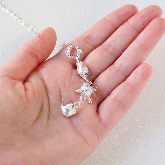 marship（マーシップ） 手作りアクセサリー ジャンピングシマエナガ ネックレス シルバー [MS-NC-23]